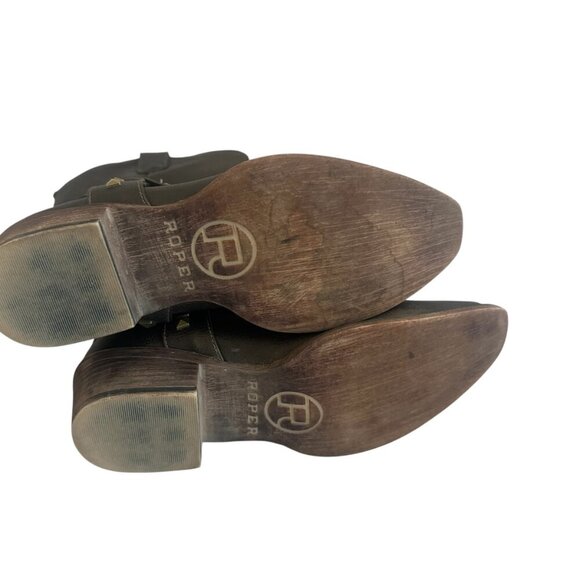 Roper Western Women's Boots Brown Vegan Leather Stud Low Heel Size 9 Women's - Picture 8 of 9